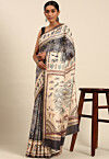 Warli Printed Cotton Saree in Grey