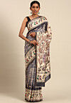 Warli Printed Cotton Saree in Grey