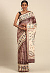 Warli Printed Cotton Saree in Maroon