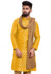 Woven Chanderi Silk Jacquard Kurta in Mustard