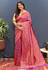 Woven Art Silk Brasso Saree in Magenta