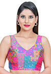 Woven Art Silk Jacquard Blouse in Multicolor