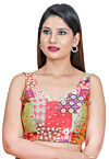 Woven Art Silk Jacquard Blouse in Multicolor