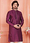 Woven Art Silk Jacquard Kurta in Wine