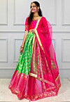 Woven Art Silk Jacquard Lehenga in Light Green
