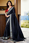 Woven Art Silk Jacquard Saree in Black