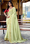 Woven Art Silk Jacquard Saree in Light Green
