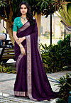 Woven Art Silk Jacquard Saree in Purple