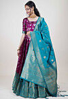 Woven Art Silk Lehenga in Dark Magenta