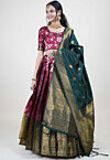 Woven Art Silk Lehenga in Maroon