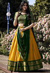 Woven Art Silk Lehenga in Yellow