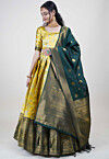 Woven Art Silk Lehenga in Yellow