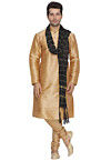Woven Art Silk Men Stole in Black