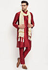 Woven Art Silk Men Stole in Cream