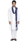 Woven Art Silk Men Stole in Navy Blue