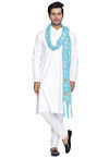 Woven Art Silk Men Stole in Sky Blue