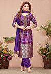 Woven Art Silk Pakistani Suit in Purple