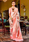 Woven Art Silk Saree in Baby Pink