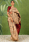 Woven Art Silk Saree in Beige