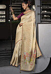 Woven Art Silk Saree in Beige