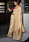 Woven Art Silk Saree in Beige