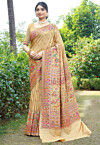 Woven Art Silk Saree in Beige