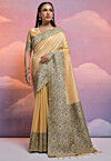Woven Art Silk Saree in Beige