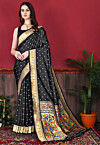 Woven Art Silk Saree in Black