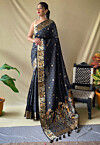 Woven Art Silk Saree in Black