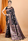 Woven Art Silk Saree in Black