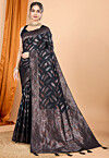 Woven Art Silk Saree in Black