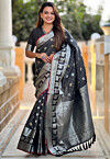 Woven Art Silk Saree in Black