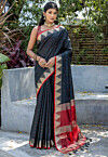 Woven Art Silk Saree in Black