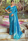 Woven Art Silk Saree in Blue