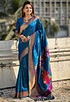Woven Art Silk Saree in Blue