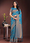 Woven Art Silk Saree in Blue