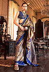 Woven Art Silk Saree in Brown