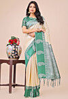 Woven Art Silk Saree in Cream