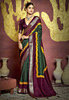 Woven Art Silk Brasso Saree in Dark Green