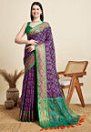 Woven Art Silk Saree in Dark Purple