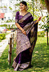 Woven Art Silk Saree in Dark Purple
