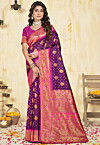 Woven Art Silk Saree in Dark Purple