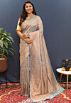 Woven Art Silk Saree in Dusty Blue