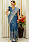 Woven Art Silk Saree in Dusty Blue