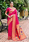 Woven Art Silk Saree in Fuchsia