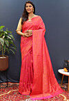 Woven Art Silk Saree in Fuchsia