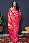 Woven Art Silk Saree in Fuchsia