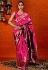 Woven Art Silk Saree in Fuchsia