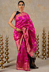 Woven Art Silk Saree in Fuchsia