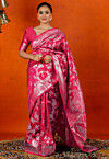 Woven Art Silk Saree in Fuchsia